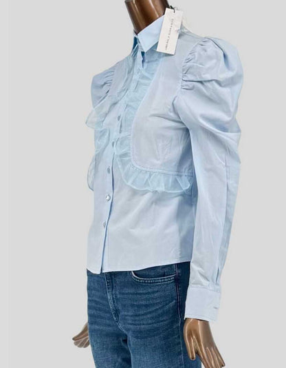 LABELRAIL x OLIVIA & ALICE Blue Ruffle Puff Sleeve Blouse w/ Tags - 2 US | 6 UK