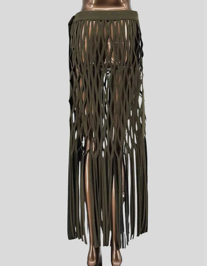 Custom Felt Lattice Cutout Maxi Skirt - 6 US