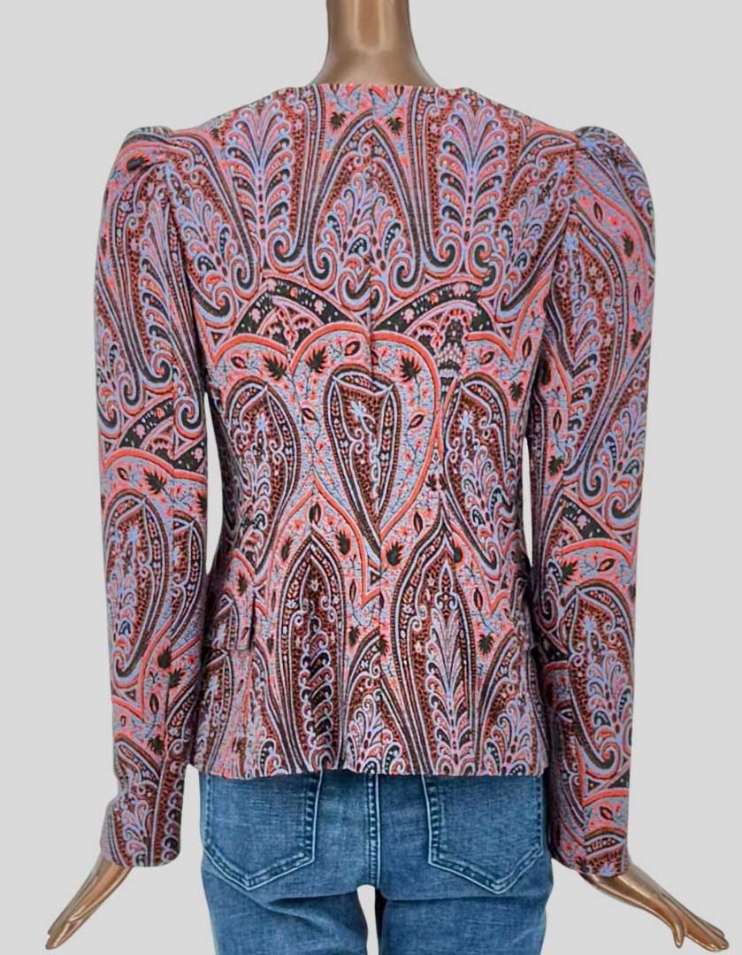 SANTORELLI Paisley Print Puff Shoulder Blazer - 6 US | 42 IT