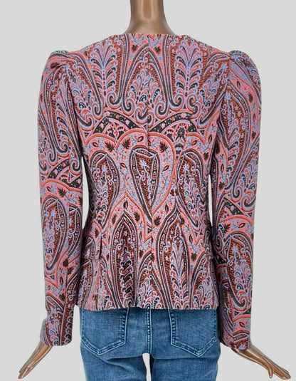 SANTORELLI Paisley Print Puff Shoulder Blazer - 6 US | 42 IT