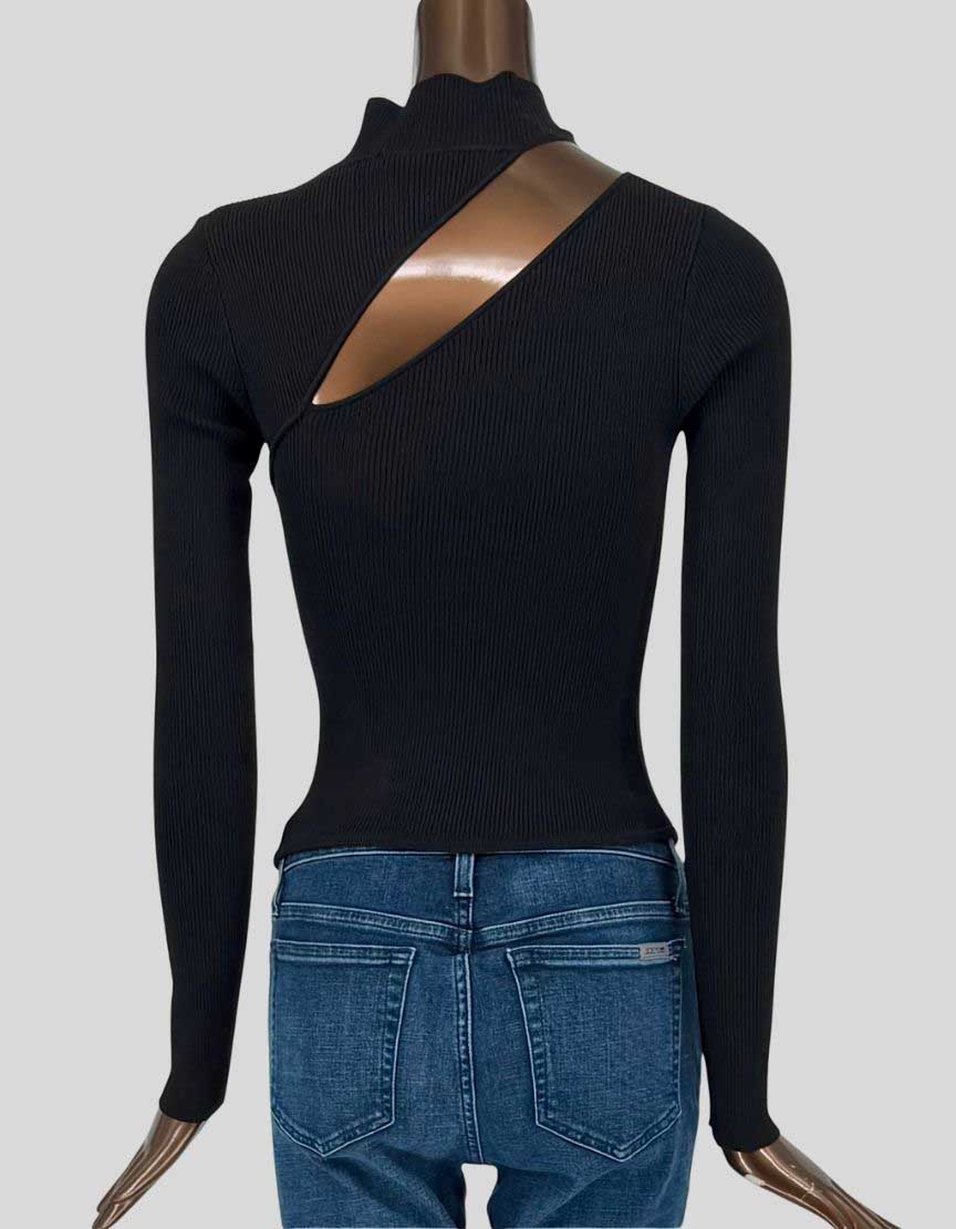 CULT GAIA Black Cutout Mock Neck Knit Top - X-Small