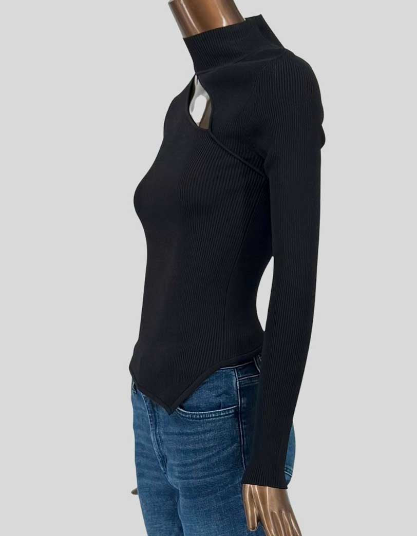 CULT GAIA Black Cutout Mock Neck Knit Top - X-Small