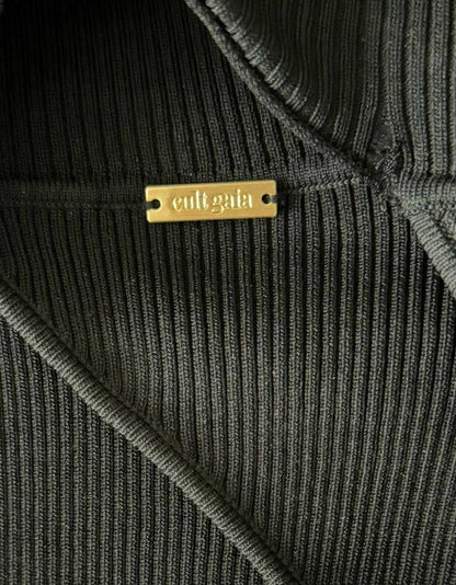 CULT GAIA Black Cutout Mock Neck Knit Top - X-Small