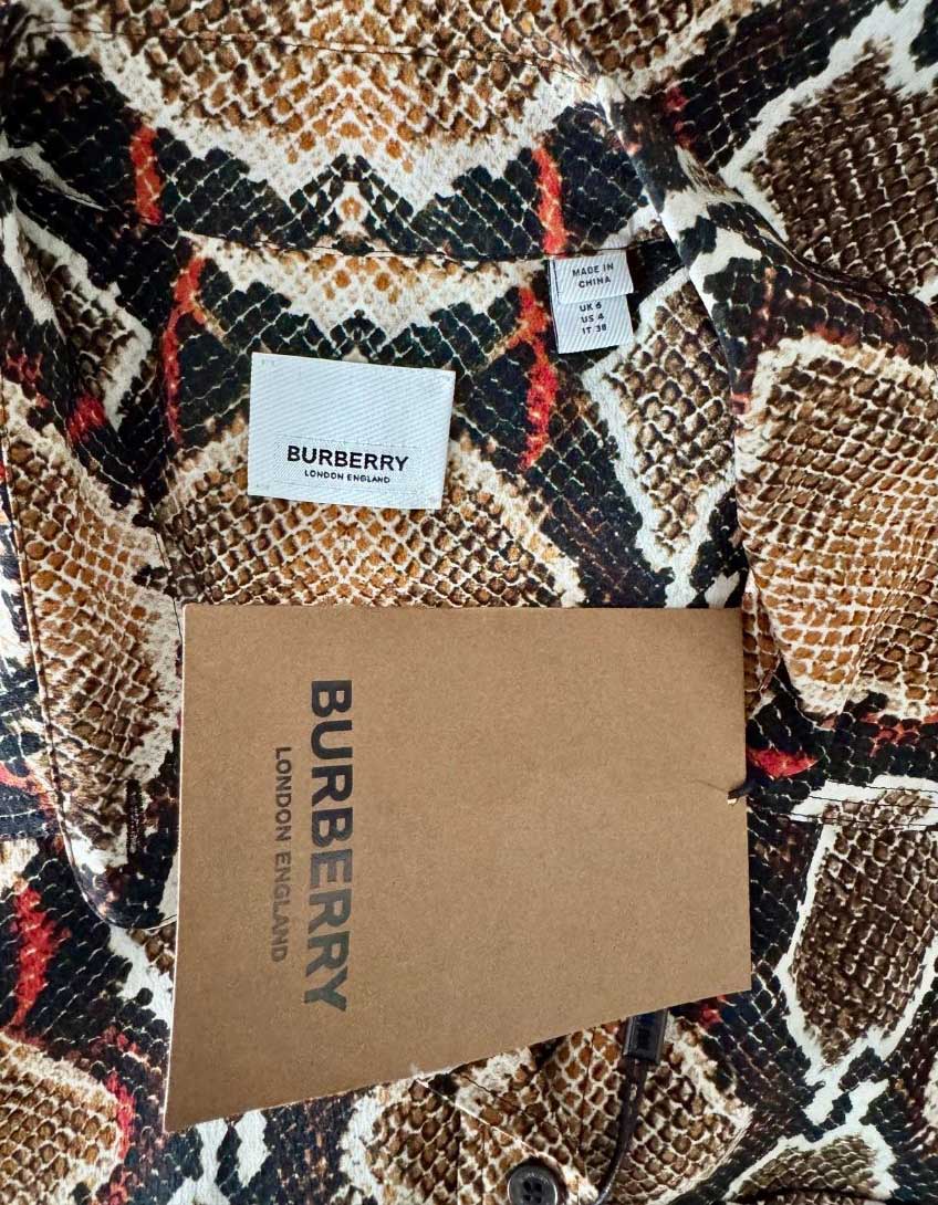 BURBERRY Carlota Python Print Silk Blouse w/ Tags - 4 US | 6 UK | 38 IT
