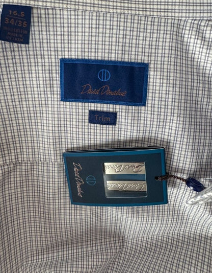 DAVID DONAHUE Trim Fit Check Dress Shirt w/ Tags - 16½-34/35