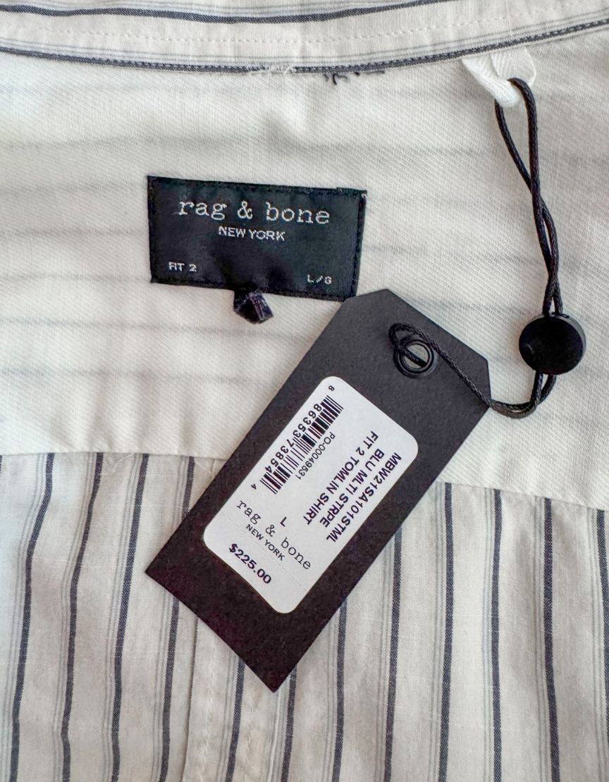 RAG & BONE Fit 2 Tomlin Stripe Shirt w/ Tags - Large