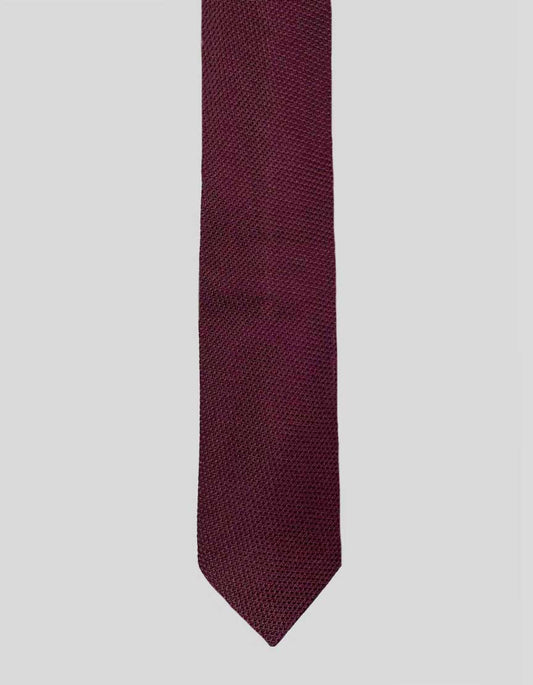 LANVIN Paris silk grenadine tie in rich burgundy with subtle plum undertones The open-weave grenadine construction creates texture and dimension. Versatile burgundy hue. 