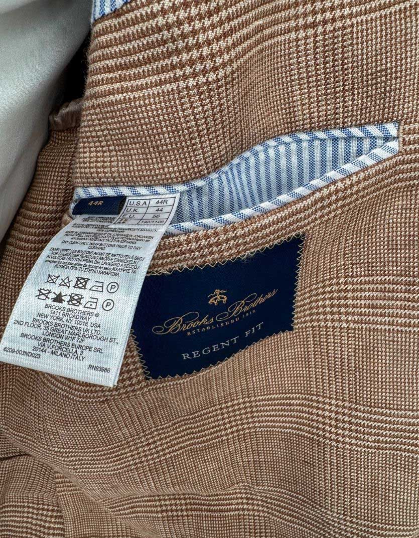 BROOKS BROTHERS Linen-Cotton Blend Glen Plaid Blazer w/ Tags  – 44R US