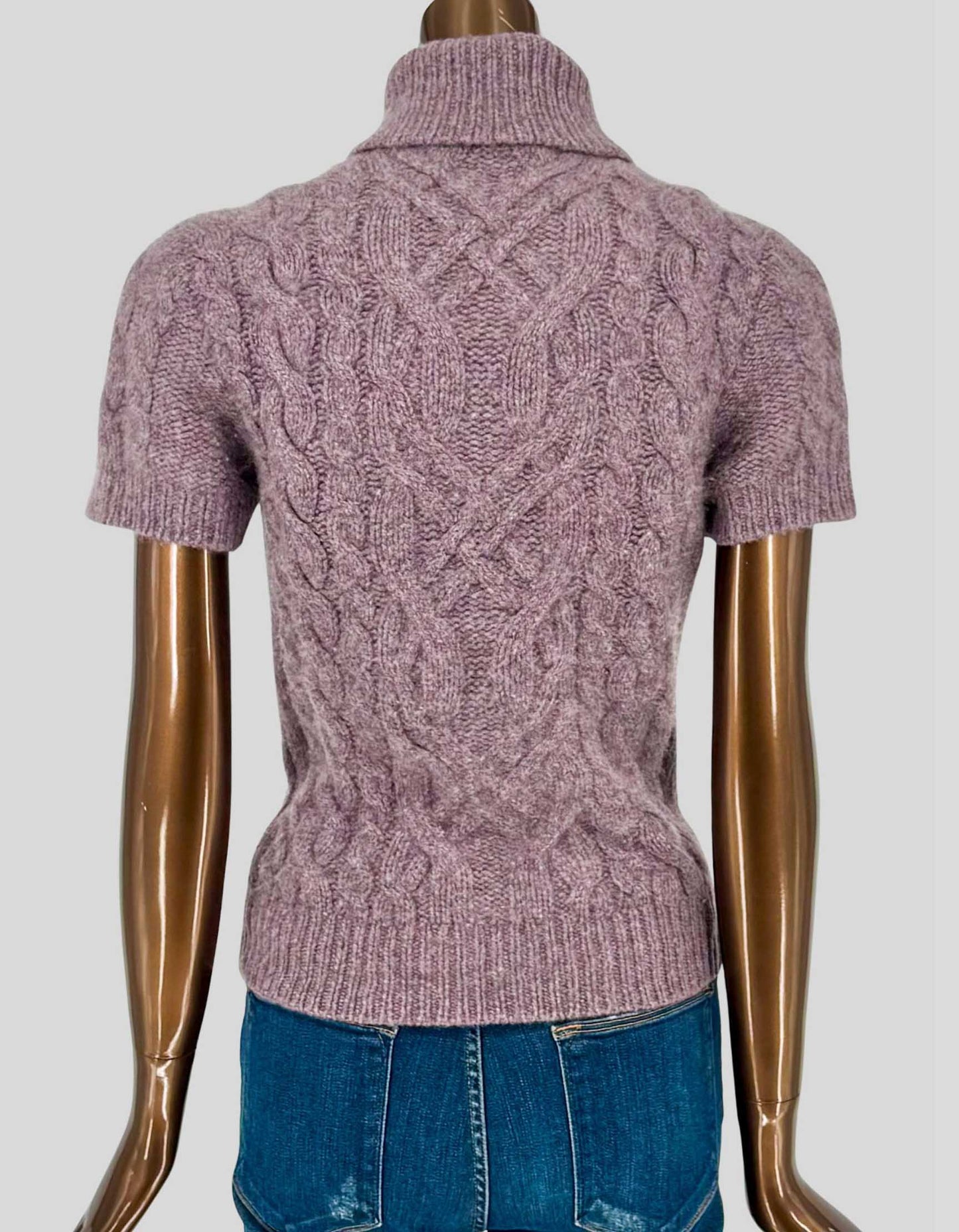 RALPH LAUREN Cable Knit Cashmere Turtleneck Sweater - Medium