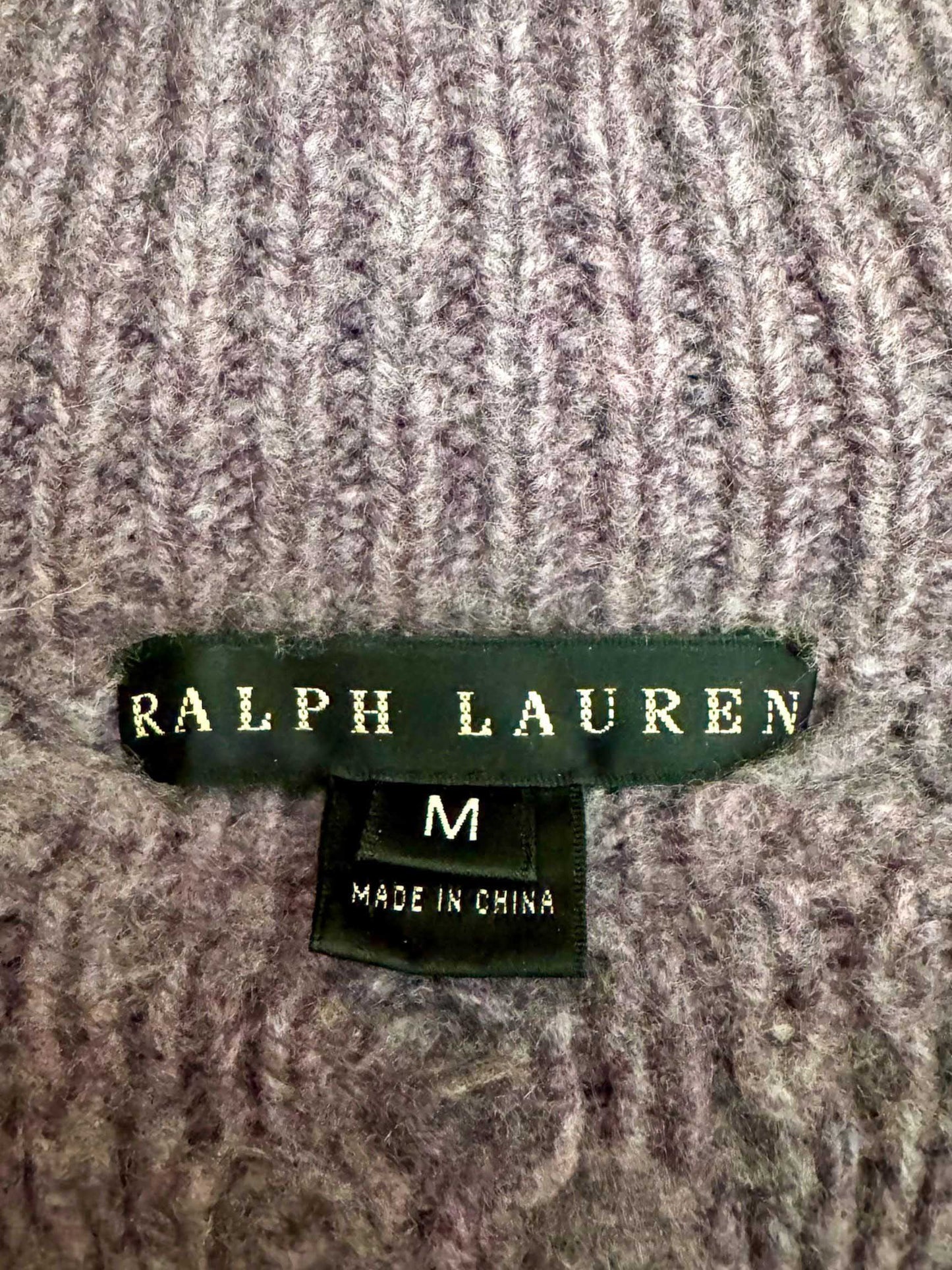 RALPH LAUREN Cable Knit Cashmere Turtleneck Sweater - Medium