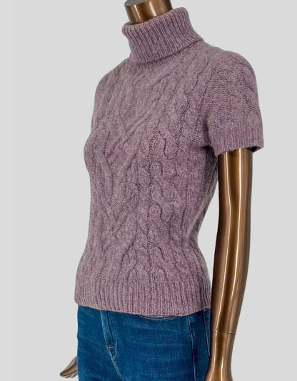 RALPH LAUREN Cable Knit Cashmere Turtleneck Sweater - Medium