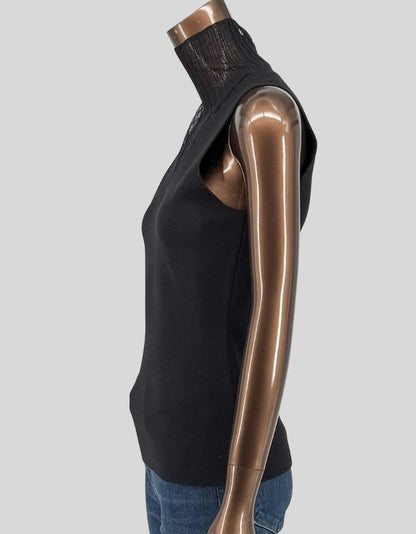 THEORY Sleeveless Top with Sheer Turtleneck - Small