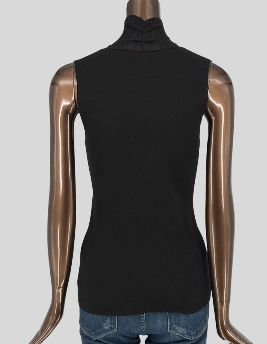 THEORY Sleeveless Top with Sheer Turtleneck - Small