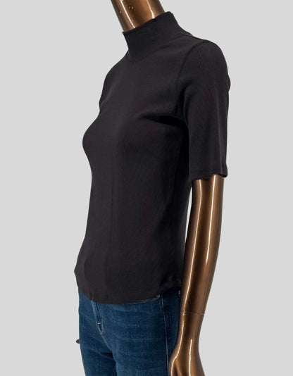 ELIE TAHARI Ribbed Knit Mock Neck Top - Small