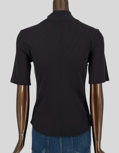 ELIE TAHARI Ribbed Knit Mock Neck Top - Small