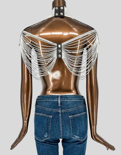 ODAOMO Maasai Glass Bead Chain Crop Top - Small-Medium US