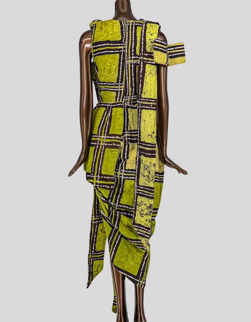FRUCHÉ Vivienne Draped Adire Dress w/ Tags – Large | 14 UK - LuxAnthropy