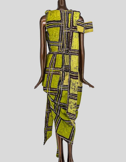 FRUCHÉ Vivienne Draped Adire Dress w/ Tags – Large | 14 UK - LuxAnthropy