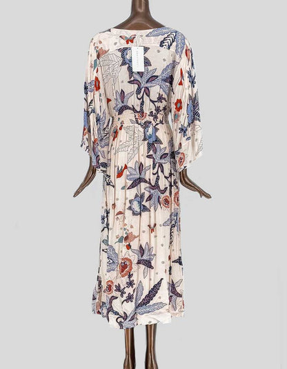CABALLERO Botanical Print Kaftan Wrap Dress w/ Tags - Small - LuxAnthropy