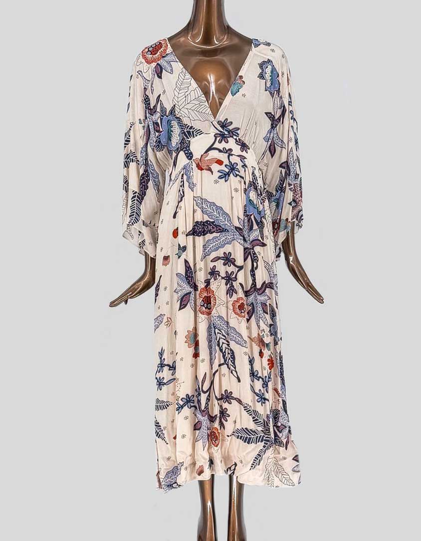CABALLERO Botanical Print Kaftan Wrap Dress w/ Tags - Small - LuxAnthropy
