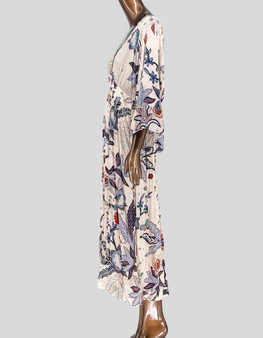 CABALLERO Botanical Print Kaftan Wrap Dress w/ Tags - Small - LuxAnthropy