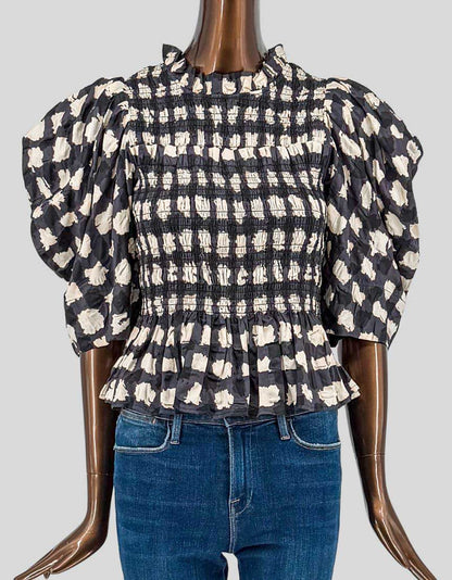 SEA NEW YORK Smocked Puff Sleeve Peplum Top – Small - LuxAnthropy