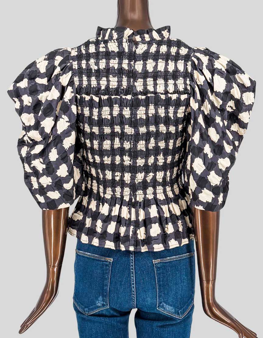 SEA NEW YORK Smocked Puff Sleeve Peplum Top – Small - LuxAnthropy