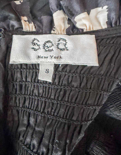 SEA NEW YORK Smocked Puff Sleeve Peplum Top – Small - LuxAnthropy