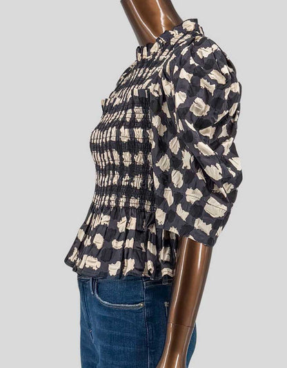 SEA NEW YORK Smocked Puff Sleeve Peplum Top – Small - LuxAnthropy