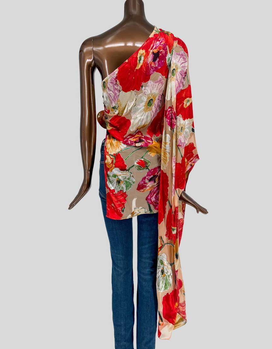 CULT GAIA One-Shoulder Draped Floral Top – Small - LuxAnthropy