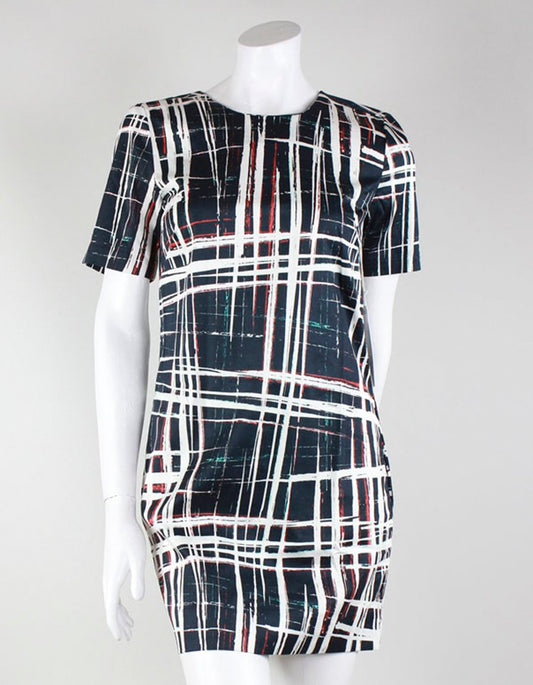 Sam/Lavi Mini Dress With Blue White And Red Multi Striped Pattern