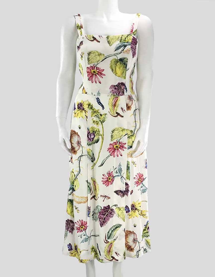 Beth Stern's AdaM/Lippes Floral Print Sleeveless Crepe Midi Dress 4 US