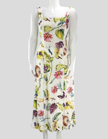 Beth Stern's AdaM/Lippes Floral Print Sleeveless Crepe Midi Dress 4 US